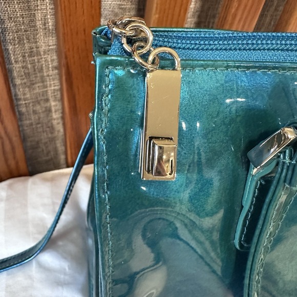 Vintage Shiny Plastic Y2K Style Women's Bag purse strap Turquoise - Picture 3 of 14